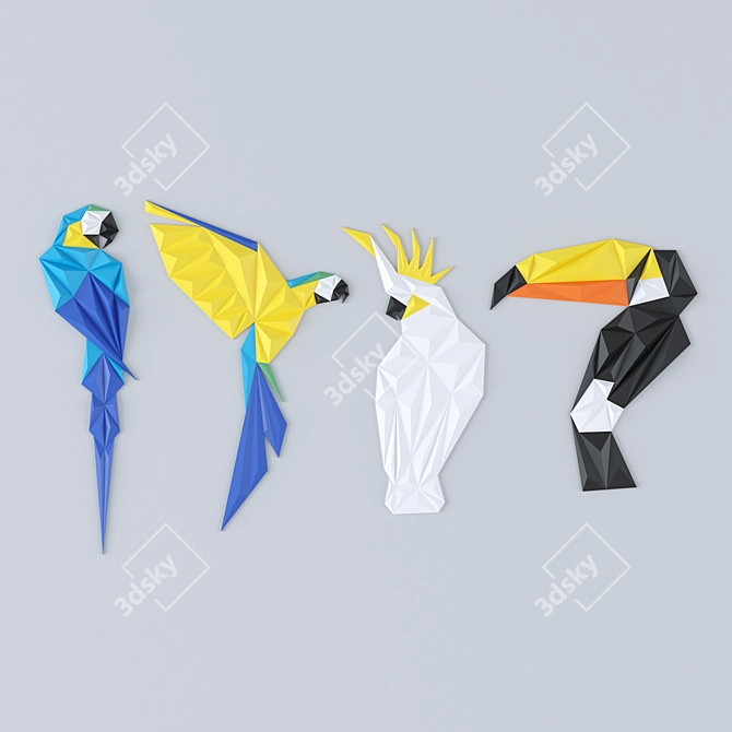 Feathered Friends: Set of 4 Birds 3D model image 1