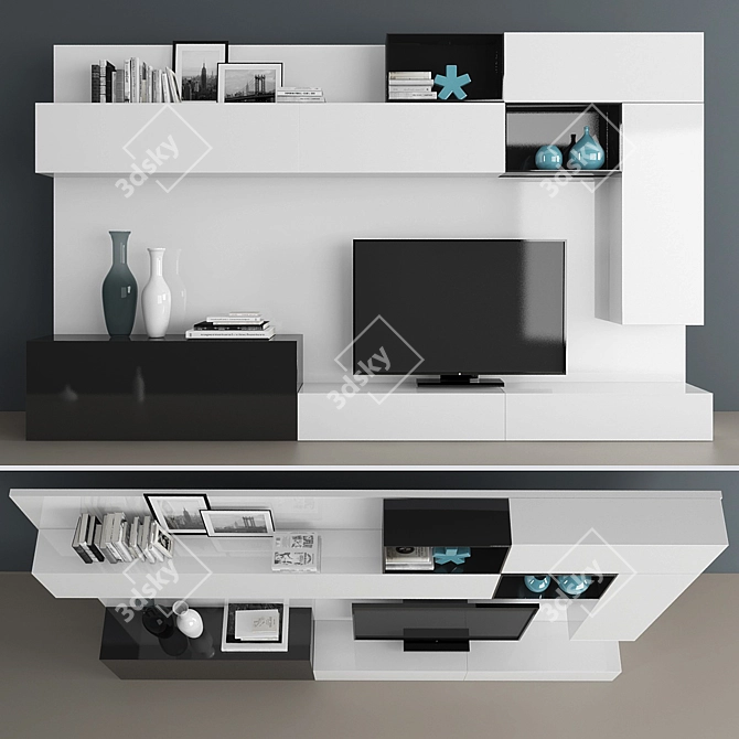 Modern TV Stand Set with Storage 3D model image 1