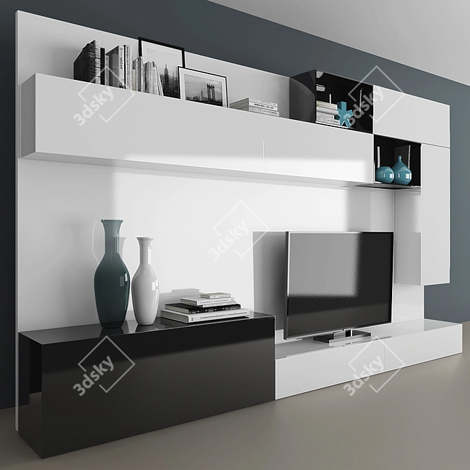 Modern TV Stand Set with Storage 3D model image 2