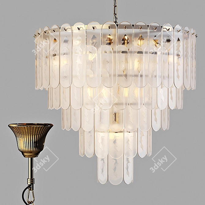 Eichholtz Riviera Chandelier: Elegant Gold Finish 3D model image 1