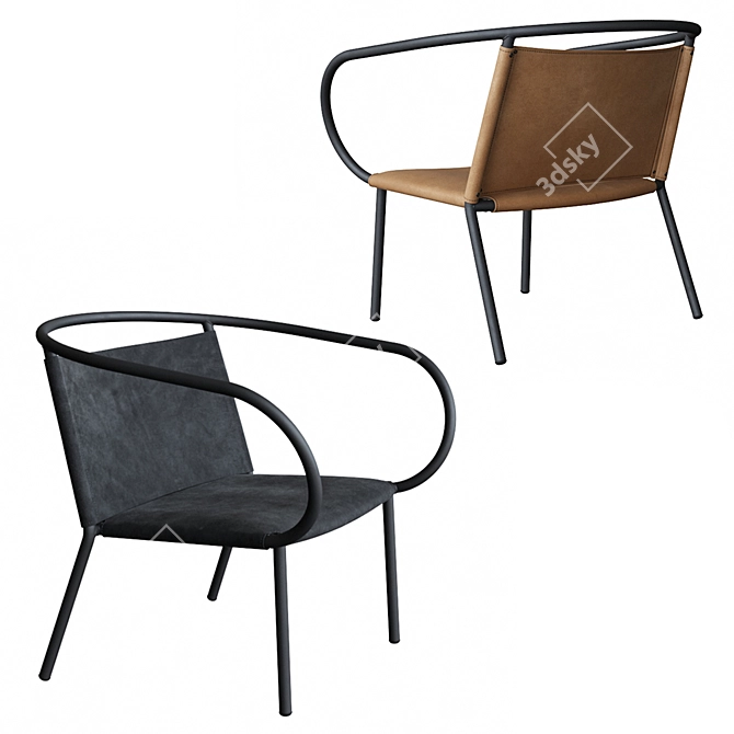 Minimalist Metal Lounge Chair 3D model image 1