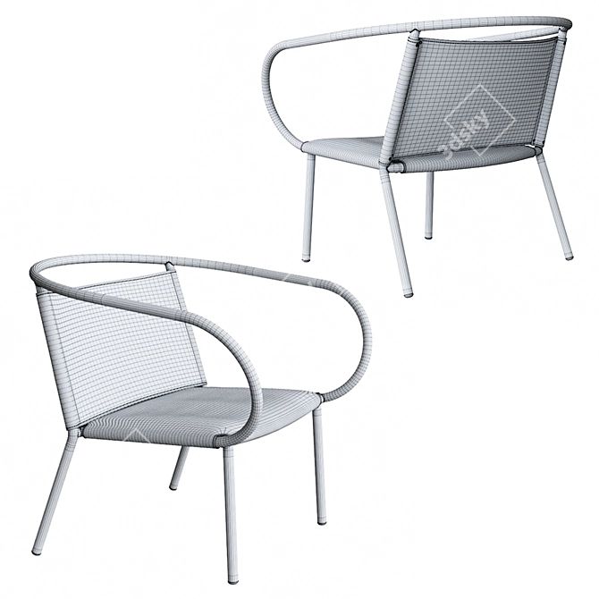 Minimalist Metal Lounge Chair 3D model image 2
