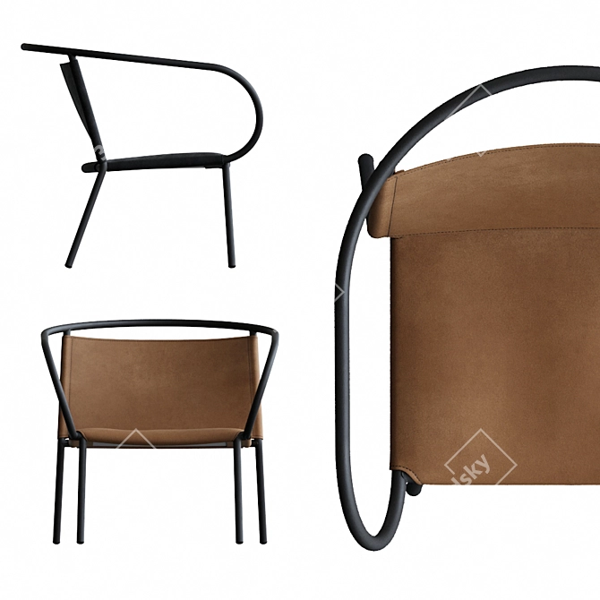Minimalist Metal Lounge Chair 3D model image 3