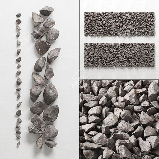 Brown Rock Stone: High-Quality 3D Texture Set 3D model image 2