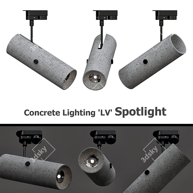 Concrete LV Spotlight 3D model image 2