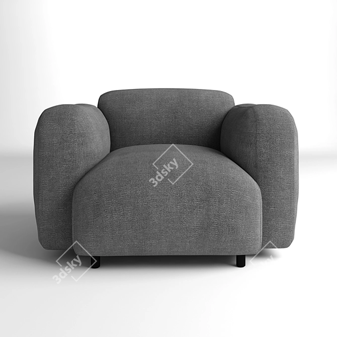 Sleek Swell Armchair by Normann 3D model image 1