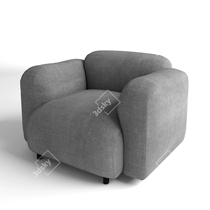 Sleek Swell Armchair by Normann 3D model image 2