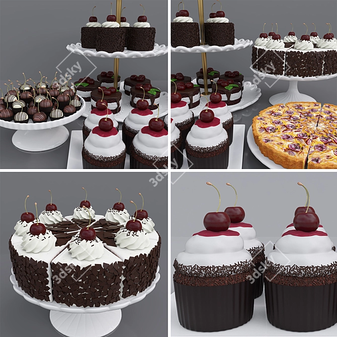 Delicious Cherry Dessert 3D model image 2