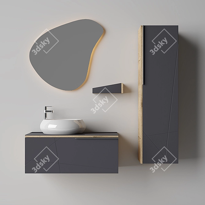 Arteon Wood-textured Bathroom Cabinet 3D model image 1