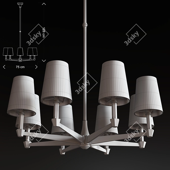 Modern Crystal Eight-Branch Chandelier 3D model image 2