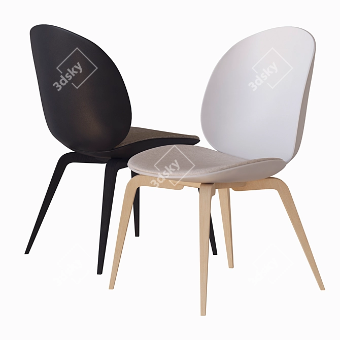 Beetle Chair Wood Base: Timeless Elegance 3D model image 1