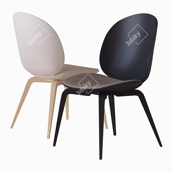 Beetle Chair Wood Base: Timeless Elegance 3D model image 2