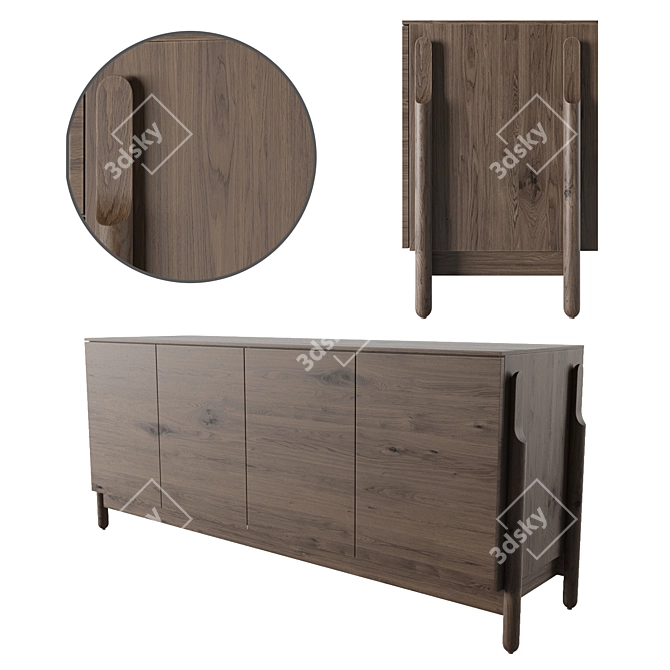 Modern Ash Sideboard: Sleek Design & Ample Storage 3D model image 2