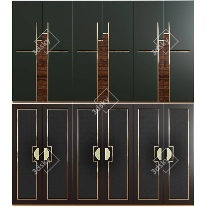 Title: Custom Art Deco Cabinets 3D model image 1