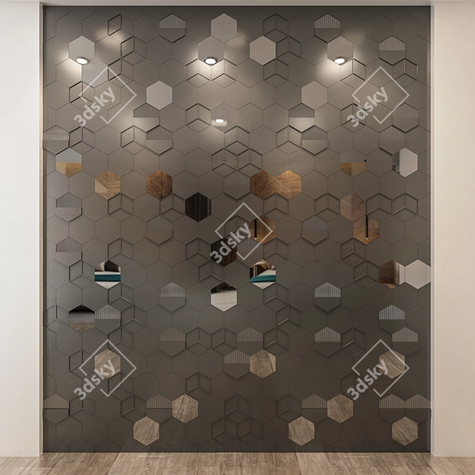 HexaMirror Wall Panel 3D model image 2