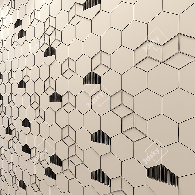 HexaMirror Wall Panel 3D model image 3