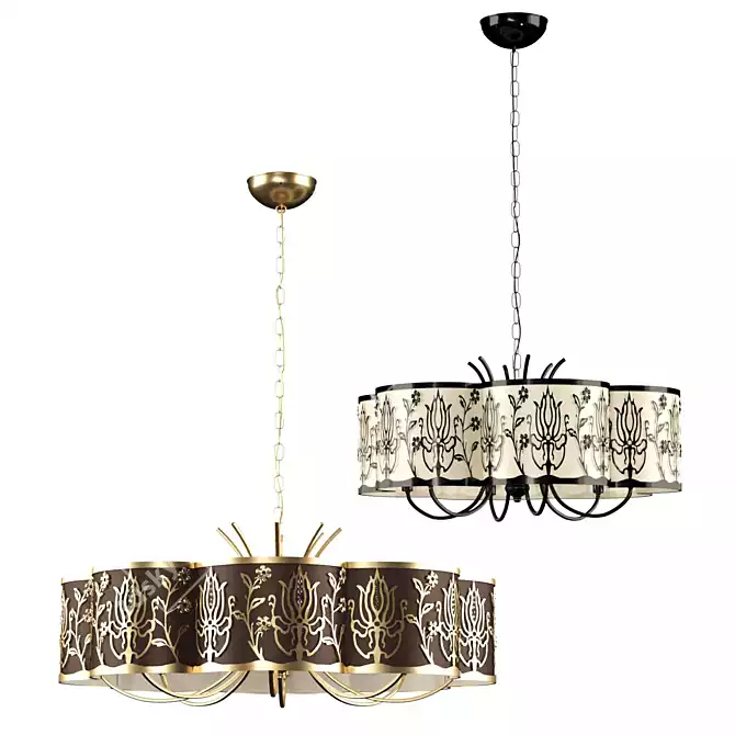 Elegant Margot Gold Metal Chandelier 3D model image 1