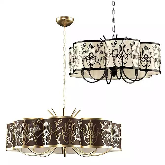 Elegant Margot Gold Metal Chandelier 3D model image 2