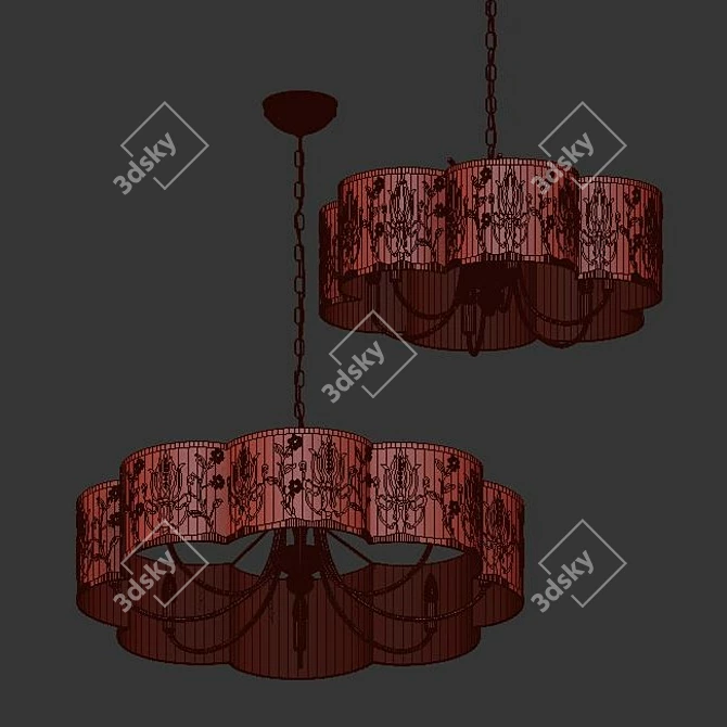 Elegant Margot Gold Metal Chandelier 3D model image 3