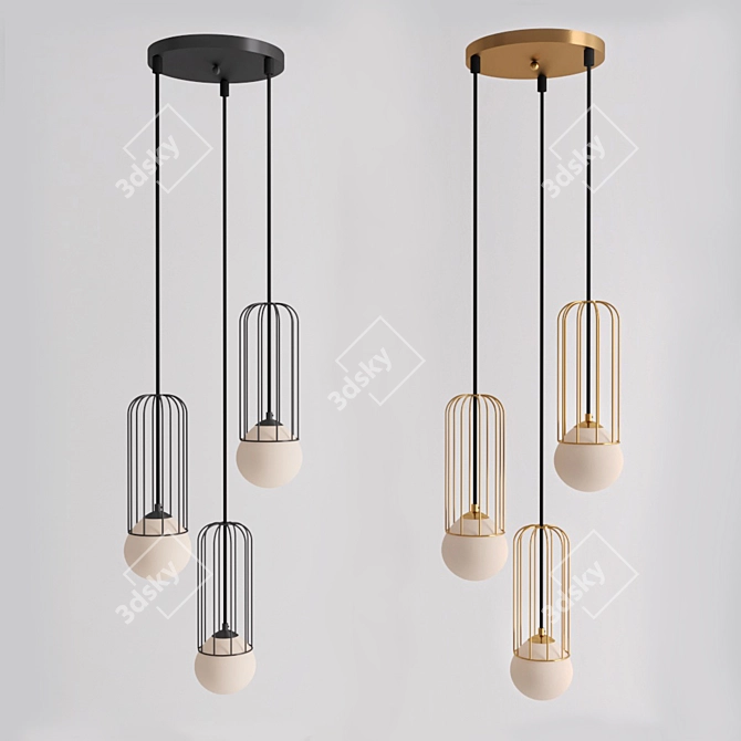 Elegant Golden Pendant Lamp 3D model image 1