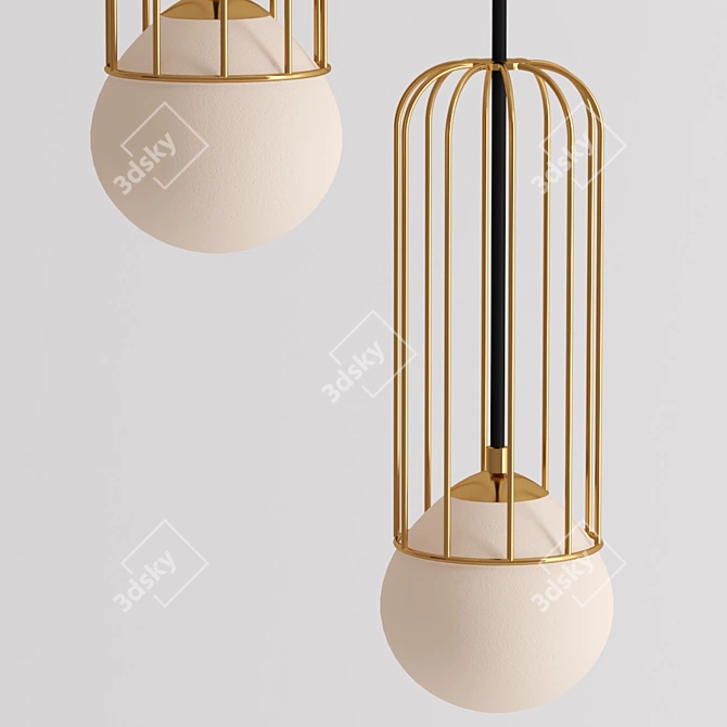 Elegant Golden Pendant Lamp 3D model image 2