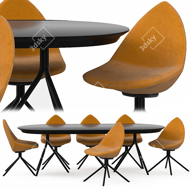 Modern Ottawa Chair and Table Combo 3D model image 1