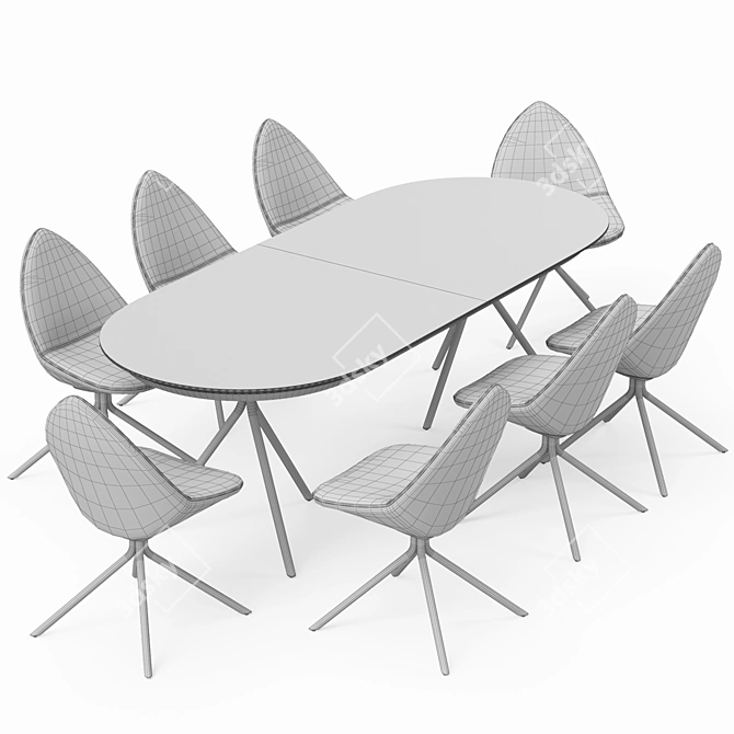 Modern Ottawa Chair and Table Combo 3D model image 3