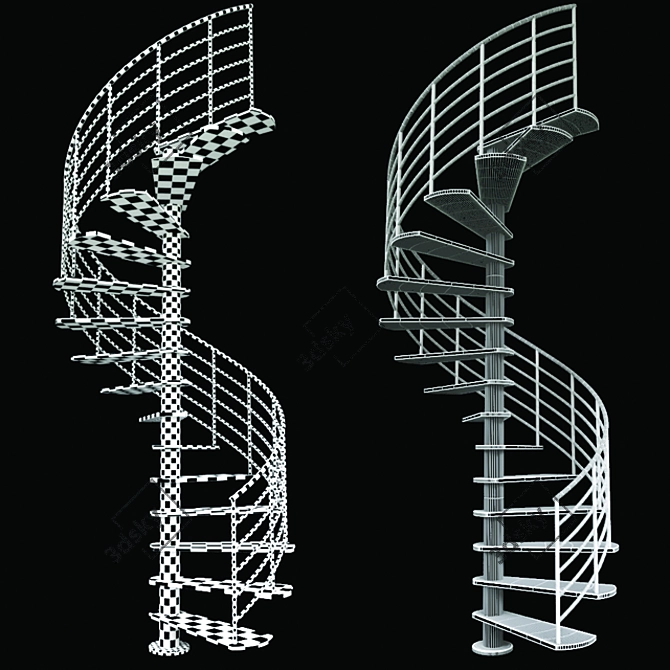  Elegant Spiral Staircase 3D model image 3