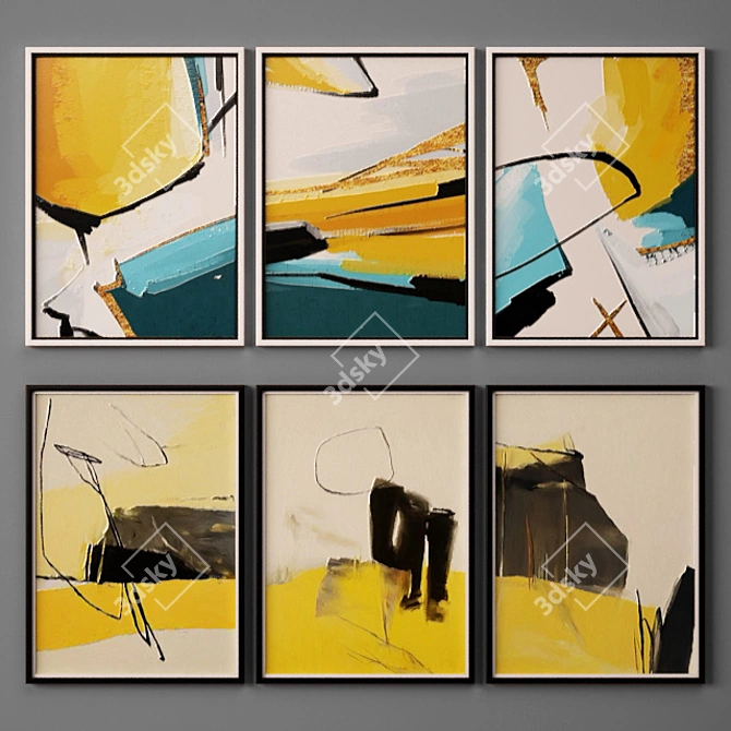 Modern Art Collection - Set of 9 Paintings 3D model image 2