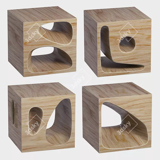 Versatile Wooden Cube Set 3D model image 2