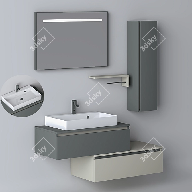 Elegance Bath Furniture Set 3D model image 1