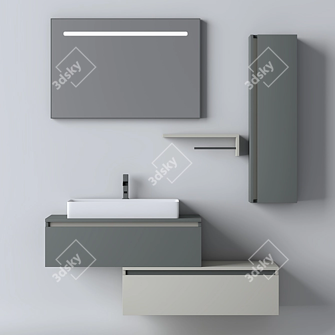 Elegance Bath Furniture Set 3D model image 2