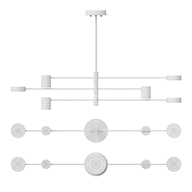 Sleek LED Chandelier - Lampatron SUNSHINE 6 3D model image 3