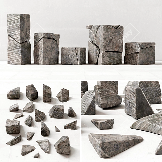 Stone Splinter Decor: High-Quality 3D Stone Polygon Models 3D model image 1