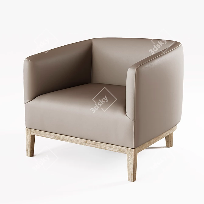 Restoration Hardware Morgan Leather Barrelback Chair 3D model image 1