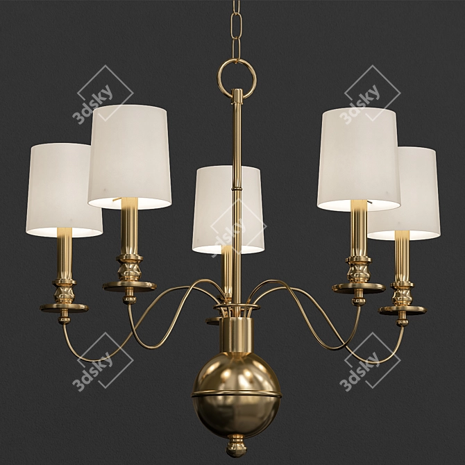 Hudson Valley Cohasset Chandelier: Aged Brass Elegance 3D model image 1