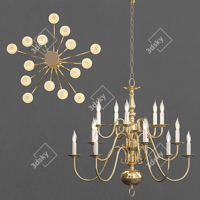 Elegant 15-Light Chandelier 3D model image 1