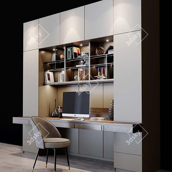 ErgoWork 10: Versatile V-Ray Compatible Workplace 3D model image 2