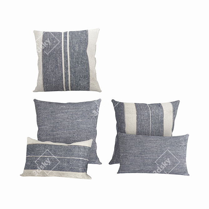 Indigo Textured Cushions by Restoration Hardware 3D model image 1