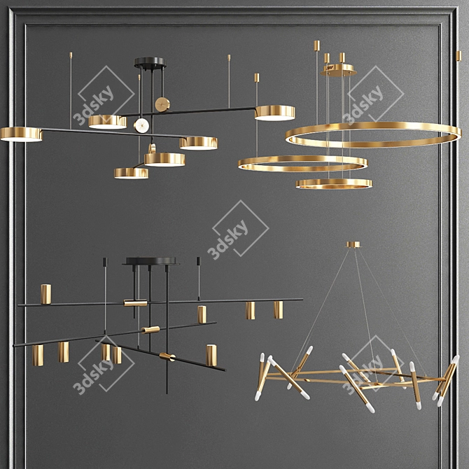 Sleek & Chic Chandelier Collection 3D model image 1