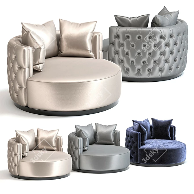 Modern 3D Oscar Loveseat: 3 Colours 3D model image 1