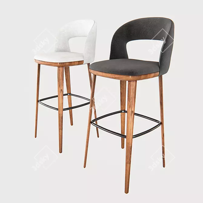 Modern Velvet Bar Stool 3D model image 1