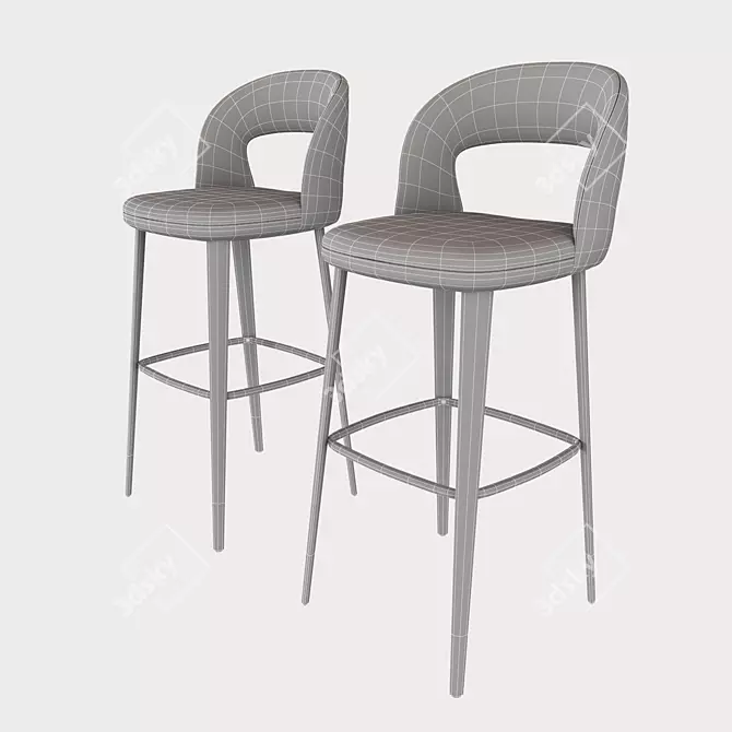 Modern Velvet Bar Stool 3D model image 3