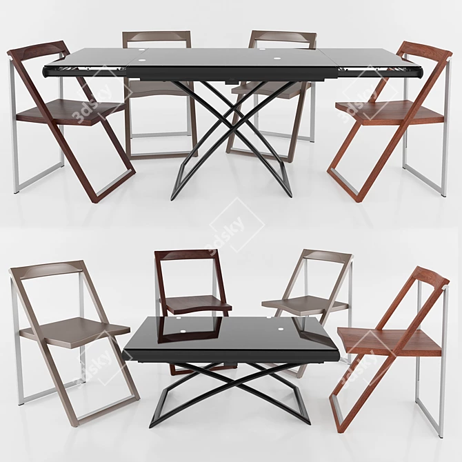 Transforming Table Dakota & Foldable Chair Set 3D model image 1