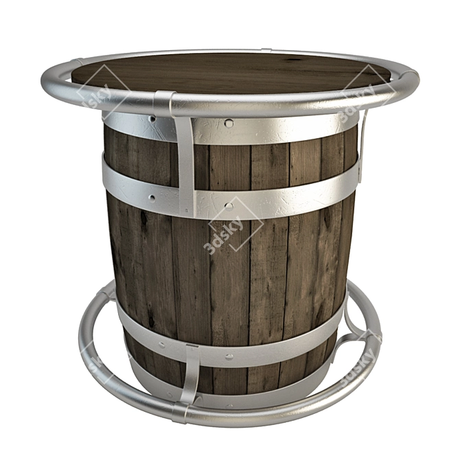 Rustic Wood Barrel Bar Table 3D model image 1
