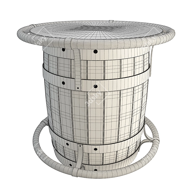 Rustic Wood Barrel Bar Table 3D model image 2