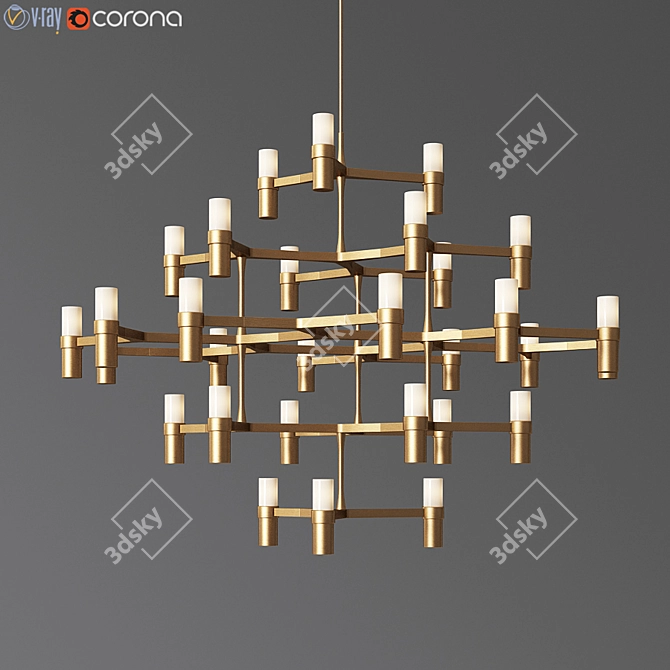 Crown Major Chandelier: Elegant Brass Lighting 3D model image 1