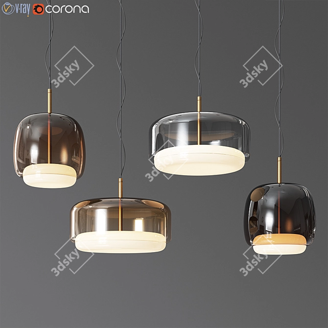 Vistosi Jube SP: Brass and Gold Glass Pendant 3D model image 1