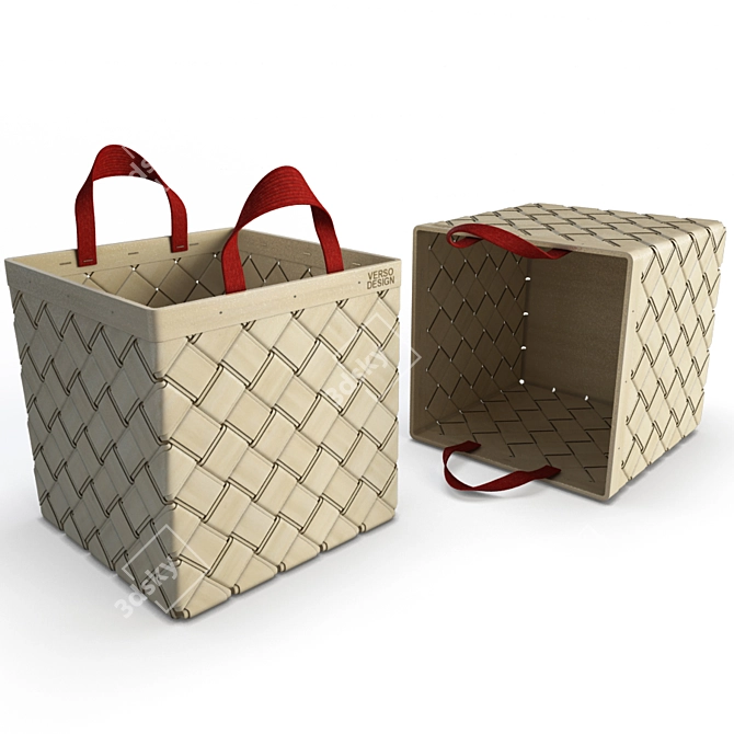 Braided Rattan Basket: Versatile Bathroom Accessory 3D model image 1