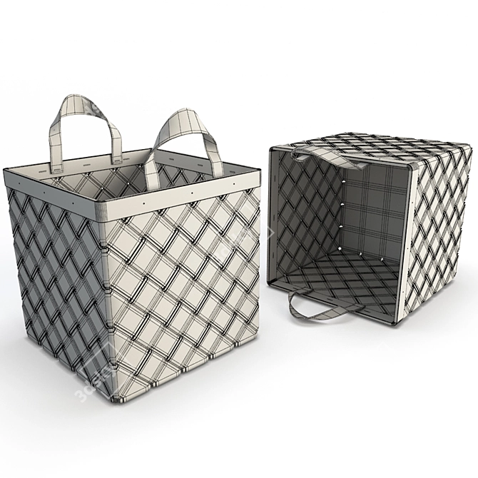 Braided Rattan Basket: Versatile Bathroom Accessory 3D model image 2